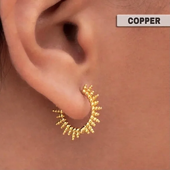 ⚜️𝟯𝟬%𝗢𝗙𝗙 𝗯𝘂𝗻𝗱𝗹𝗲𝘀 𝟯+⚜️ NEW Solar Copper Hoop Earrings - Picture 1 of 9
